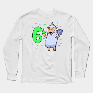 I am 6 with sheep - girl birthday 6 years old Long Sleeve T-Shirt